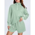 thumbnail image 2 of Biekopu Women 2 Piece Tracksuits Solid Color 1/2 Zipper Sweatshirt and Shorts for Activewear Workout Outfits Set, 2 of 5