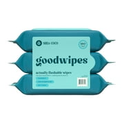 goodwipes Flushable Butt Wipes, Shea-Coco Scented, 3 Pack, 150 Total Wipes