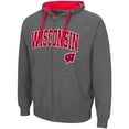 thumbnail image 2 of Men's Colosseum Charcoal Wisconsin Badgers Big & Tall Full-Zip Hoodie, 2 of 3