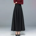 thumbnail image 3 of Women Maxi Skirt Elastic High Waist Large Hem A-Line Long Skirt with Pockets Solid Color Office Lady Skirt, 3 of 8