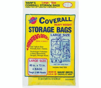 4 Pack 40" x 72" Storage Bag 2 Mil See Through Plastic Warp CB-40 