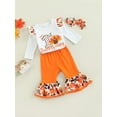 thumbnail image 4 of 3Pcs Newborn Baby Girls my 1st Thanksgiving Day Outfits 3M 6M 9M 12M 18M Long Sleeve Romper + Flare Trousers + Headband, 4 of 10