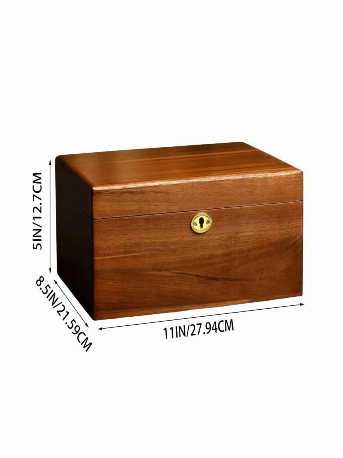 Wood Box Large Decorative Acacia Wooden Storage Hand-Crafted box Locking Key,  Premium Keepsake Memory Chest Gift Boxes, 11 X 8.5 X 5 Inches for Jewelry Photos Valuables (1 pack)