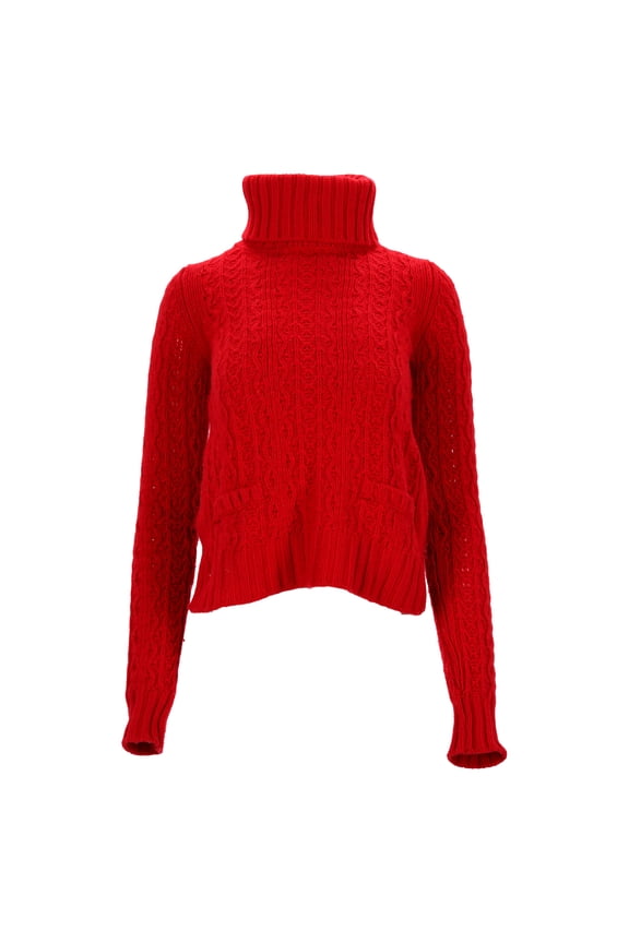 Pre-Owned Moncler Knitted Turtle Neck Sweater in Red Wool