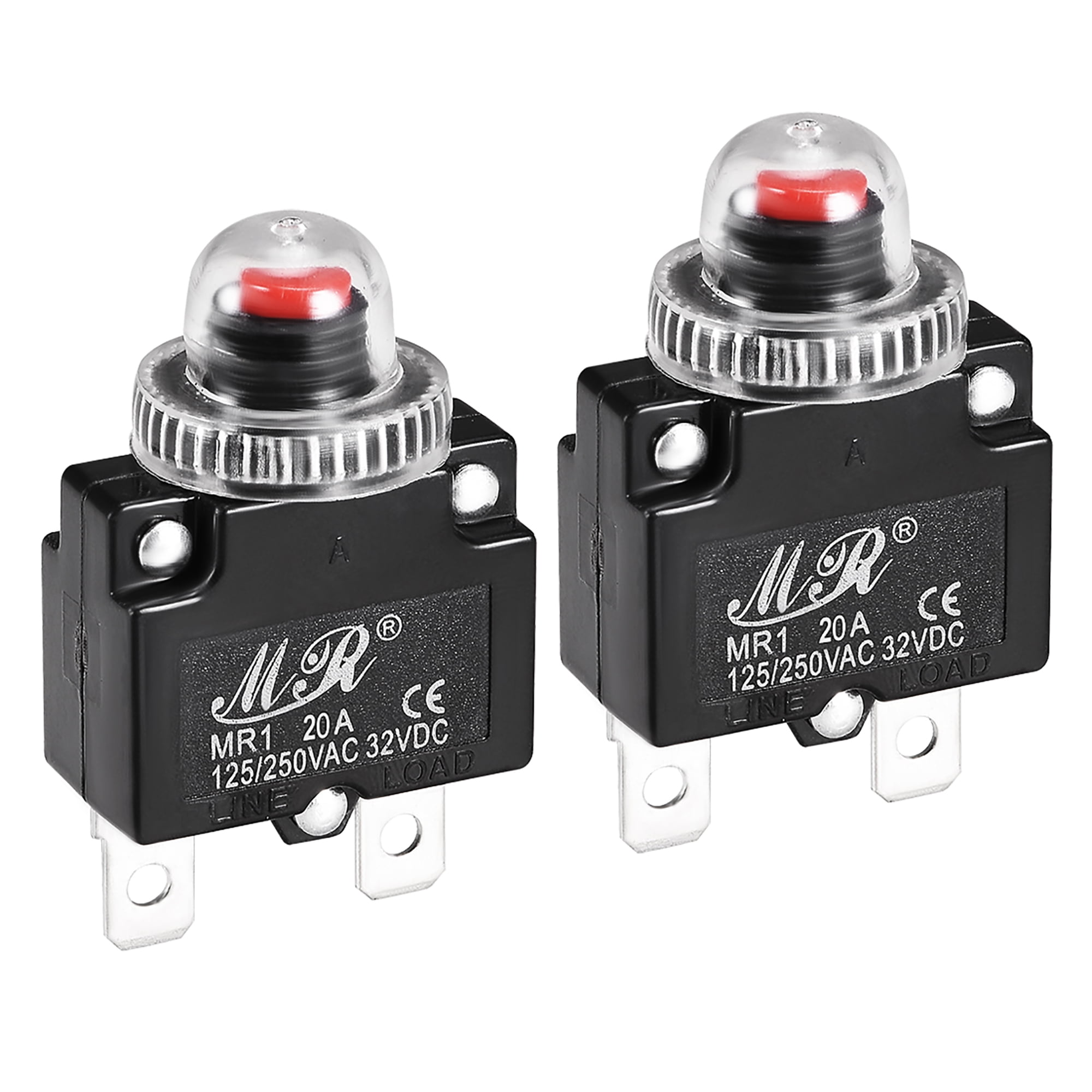 2Pcs 20A 25A Push Button Manual Reset Thermal Circuit Breaker 50V Dc 250V Ac 2Pcs 20A 25A Push Button Manual Reset Thermal Circuit Breaker 50V Dc 250V Ac