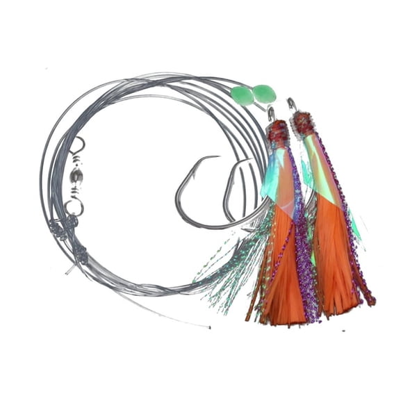 -Rigs 8/0 Señuelos Bait Rigs, Glow Cuentas de Pesca  de Alto Carbono para Agua Dulce/Agua Salada C