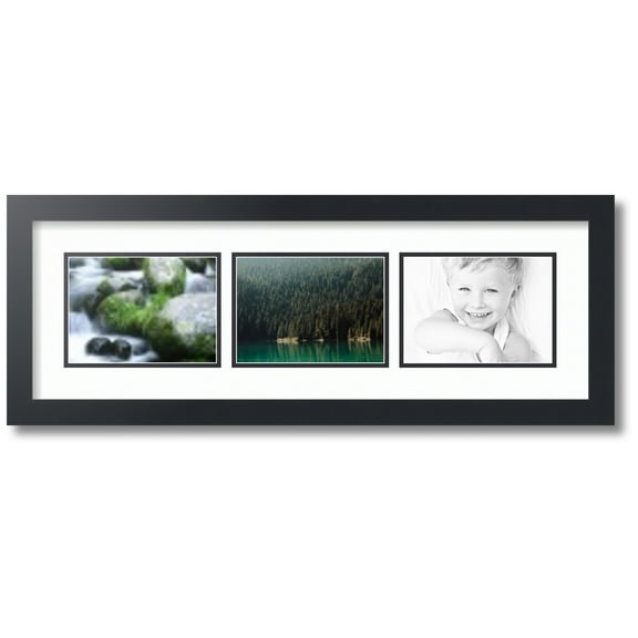 ArtToFrames Collage Photo Picture Frame with 3 - 5x7 Openings, Framed in Black with Super White and Black Mats (CDM-3926-1052)