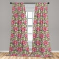 thumbnail image 4 of Ambesonne Floral Curtains, Romantic Spring Five Petals, Pair of 28"x63", Pink Pale Pink and Sage Green, 4 of 5