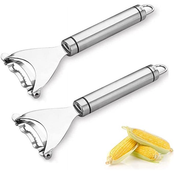 2 Pieces Corn Slicer Cutter Pusher Peeler, Corn Pusher Rod Stripper Tool, Premium Stainless Steel Corn Pusher Rod Removal Tool with Ergonomic Handle