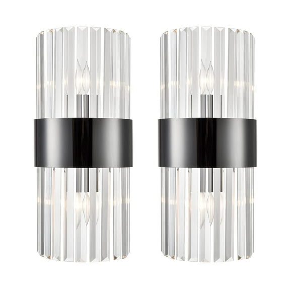 Titanium Black and Clear Glass Rods Wall Sconces Lighting , Set of 2 Sconces