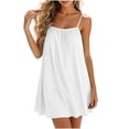 thumbnail image 2 of YuXingFu Denim Dress for Women Mid-Length Crew Neck Plus Size Womens Dress Sleeveless Solid Color Casual Summer White S, 2 of 8