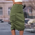 thumbnail image 6 of Unir Women Multi Pocket Cargo Midi Skirt High Waist Side Drawstring Ruched Twill Casual Street Bottom 1PC XS-S-M-L-XL Plus Size Friendly, 6 of 6