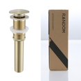 thumbnail image 1 of RANDOM Tapón de drenaje para fregadero de oro cepillado sin desbordamiento, tapón de montaje de grifo de drenaje emergente para baño, lavabo de tocador, latón macizo RD83001BG., 1 of 1
