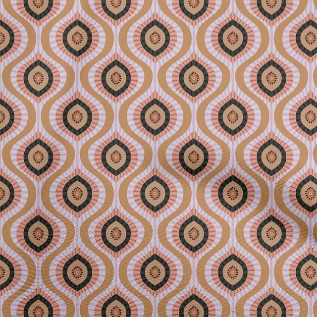 oneOone Viscose Jersey Brown Fabric Ogee Craft Projects Decor Fabric Printed By The Yard 60 Inch Wide