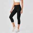 thumbnail image 4 of BVnarty Women's High Waist Tummy Control Capri Leggings, Skinny Fit Stretchy Athletic Pants for Pilates Class Black M, 4 of 8