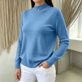 thumbnail image 5 of Women's Mock Neck Knit Sweater, Lightweight Basic Long Sleeve Pullover Tops for Fall Winter Daily Wear 2XL, 5 of 6