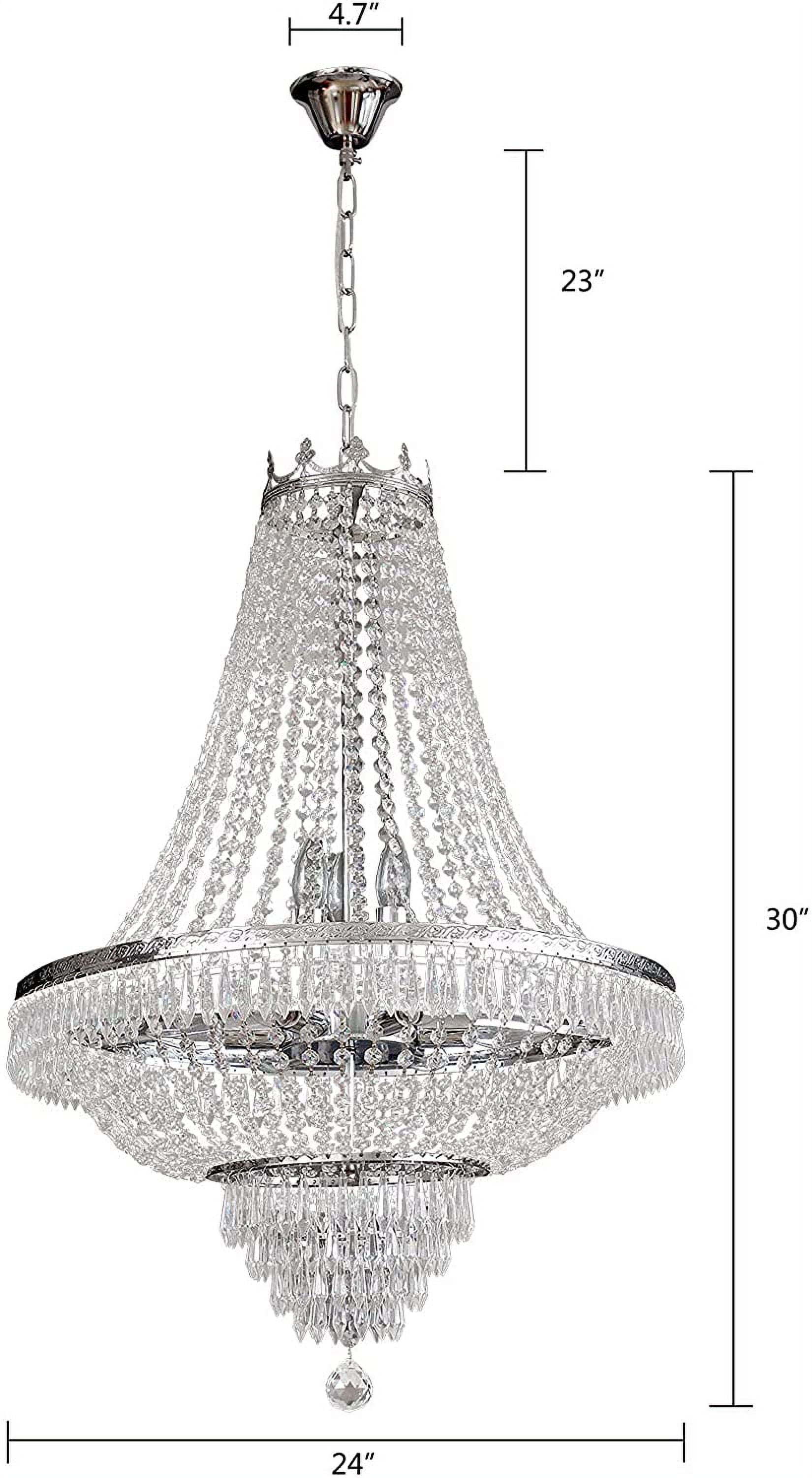 Luxury Crystal Chandelier, French Empire Crystal Ceiling Chandelier LED Hanging Lighting Home Decor Lamp for Living Room Bedroom Foyer