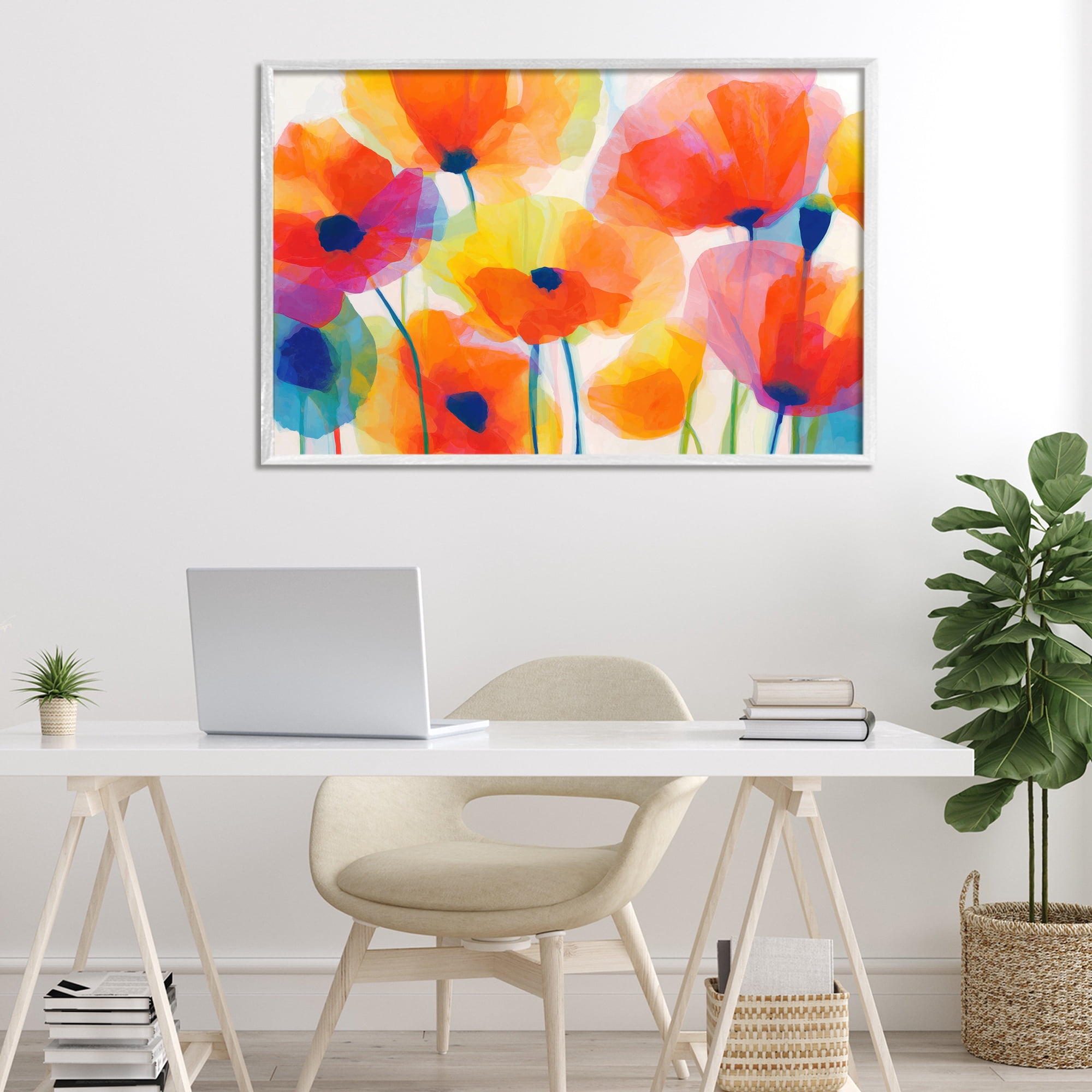 Stupell Industries Poppies At Golden Hour White Framed Giclee Art, design by Chromatic Storm Studio
