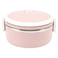 thumbnail image 1 of Lonchera térmica de acero inoxidable de una sola capa, portátil, con aislamiento y hebilla de seguridad, para niños y adultos, color rosa, 1 of 14