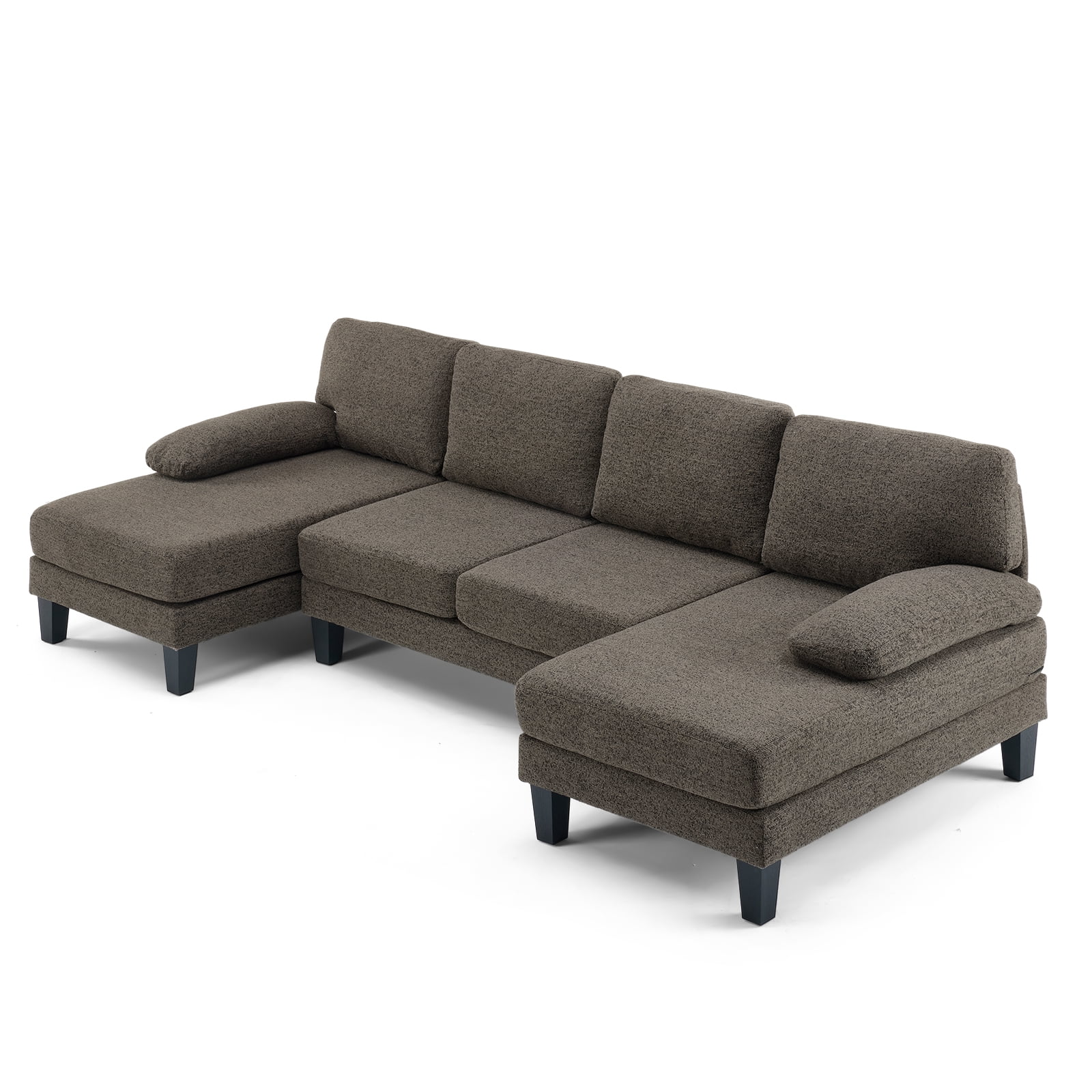 U-Shaped Convertible Sectional Sofa with 2 Chaise Lounges, 4-Seater Modular Couch with Removable & Washable Chenille Covers, L-Shaped Couches for Living Room Apartment, Heavy Duty Plastic Legs