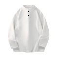 thumbnail image 3 of Long Sleeve Henley Shirts For Men Casual Button Down Shirt Golf Pullover V Neck Stand Collar Fashion Fall Sweatshirt White L, 3 of 6