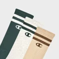 thumbnail image 3 of Champion Authentic Originals Men's 3pk Varsity Cushion Crew Socks - Green/Cream/Tan 6-12, 3 of 4