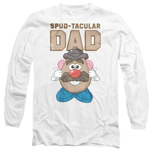 Mr. Potato Head Father's Day Spudtacular Dad Unisex Adult Long-Sleeve T Shirt, White, Medium