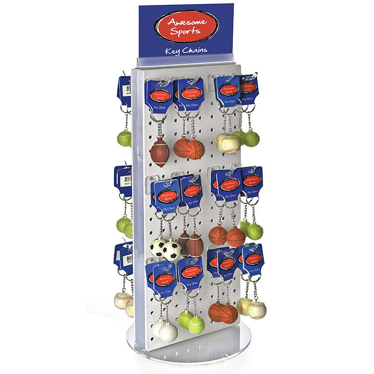New 4 Peg - 9.8 H Top Key Chain & Small Items Counter Display Rack