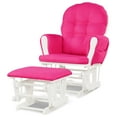 thumbnail image 7 of Gymax Glider & Ottoman Cushion Set Wood Baby Nursery Rocking Chair Pink, 7 of 7