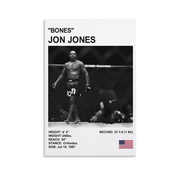 Jon Jones Poster 'Bones'Mixed Martial Arts Sports Posters (61) Room Aesthetic Poster Print Art Wall Painting Canvas Posters Gifts Modern Bedroom Decor 16x24inch(40x60cm)