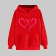 thumbnail image 2 of Goodeals Saving,Sweatshirt Long Sleeve Hoodie Plus Size Valentines Day Hoodies Love Heart Graphic Pullover Drawstring Loose Long Sleeve Shirt Tops(Red,XXL), 2 of 5