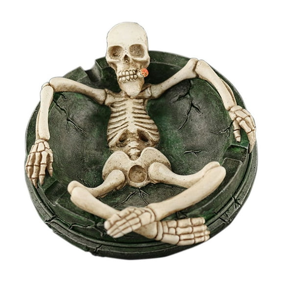 Halloween Skeleton Ashtray for Office Home Decor, Cool Ashtrays with Gothic Design, Portable for Indoor/Outside Use, Perfect Gifts for Men Women