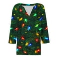thumbnail image 4 of LEKWK V Neck Christmas T Shirts for Women Xmas Tree V Neck 3/4 Sleeve Tops Ugly Tshirt Christmas Women Winter Christmas Clothing for Women, 4 of 5