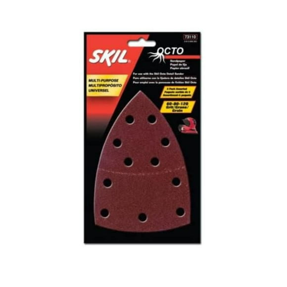 SKIL Octo Papier abrasif multi-usages, grain 60-80-120, paquet de 5 60/80/120 Grain, paquet de 5