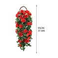 thumbnail image 3 of Lorve Artificial Hanging Flower Fake Hanging Rose Flower Vine Hanging Plants Faux Flowers for Porch Eave Wall Home Room Garden Office Wedding Decoration,1 PCS,Basket not Included,Red, 3 of 9