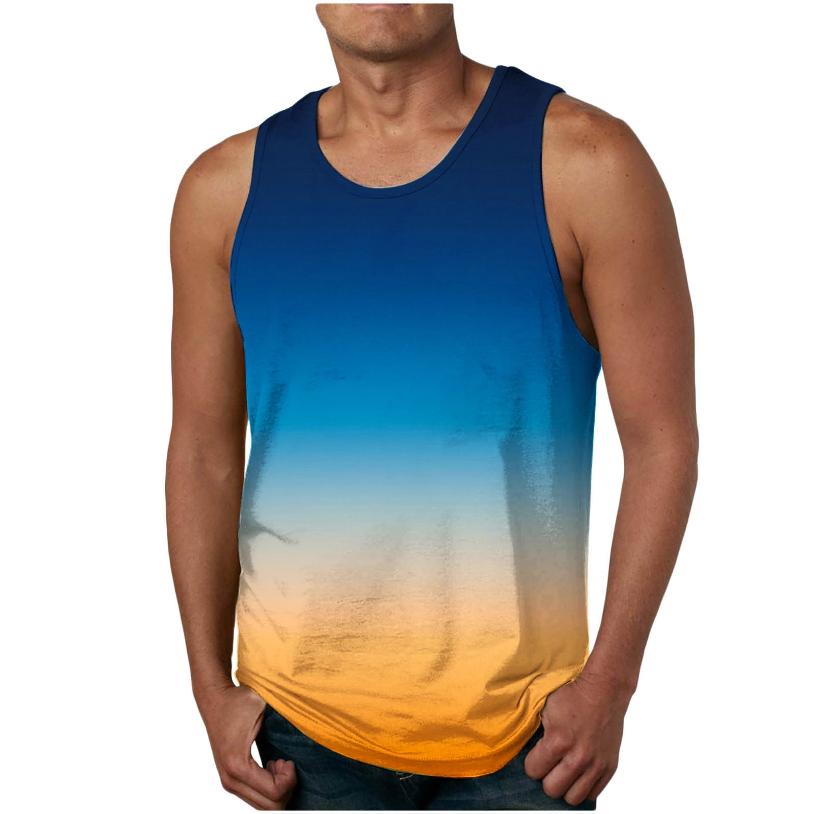IROINID Mens Tank Top Undershirt,Men Casual Fashion Gradation