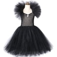 thumbnail image 2 of Kid Girl Halloween Costumes Tutu Dress Cosplay party Outfits Fancy Devil Witch Dress up +headband+wing, 2 of 7