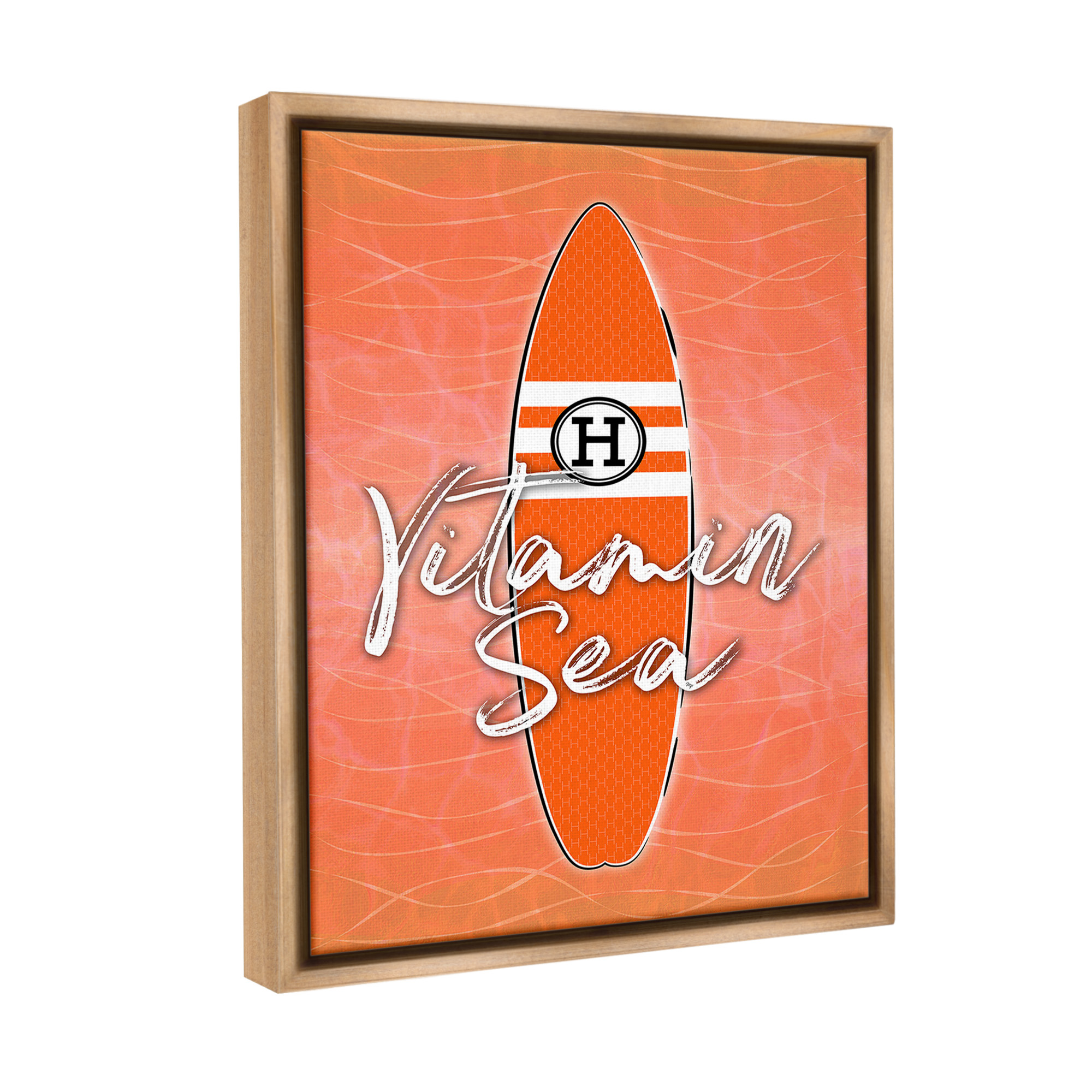 Stupell Industries Vitamin Sea on Orange Beauty & Fashion Painting Brown Floater Framed Canvas Art Print Wall Art, 25 x 31