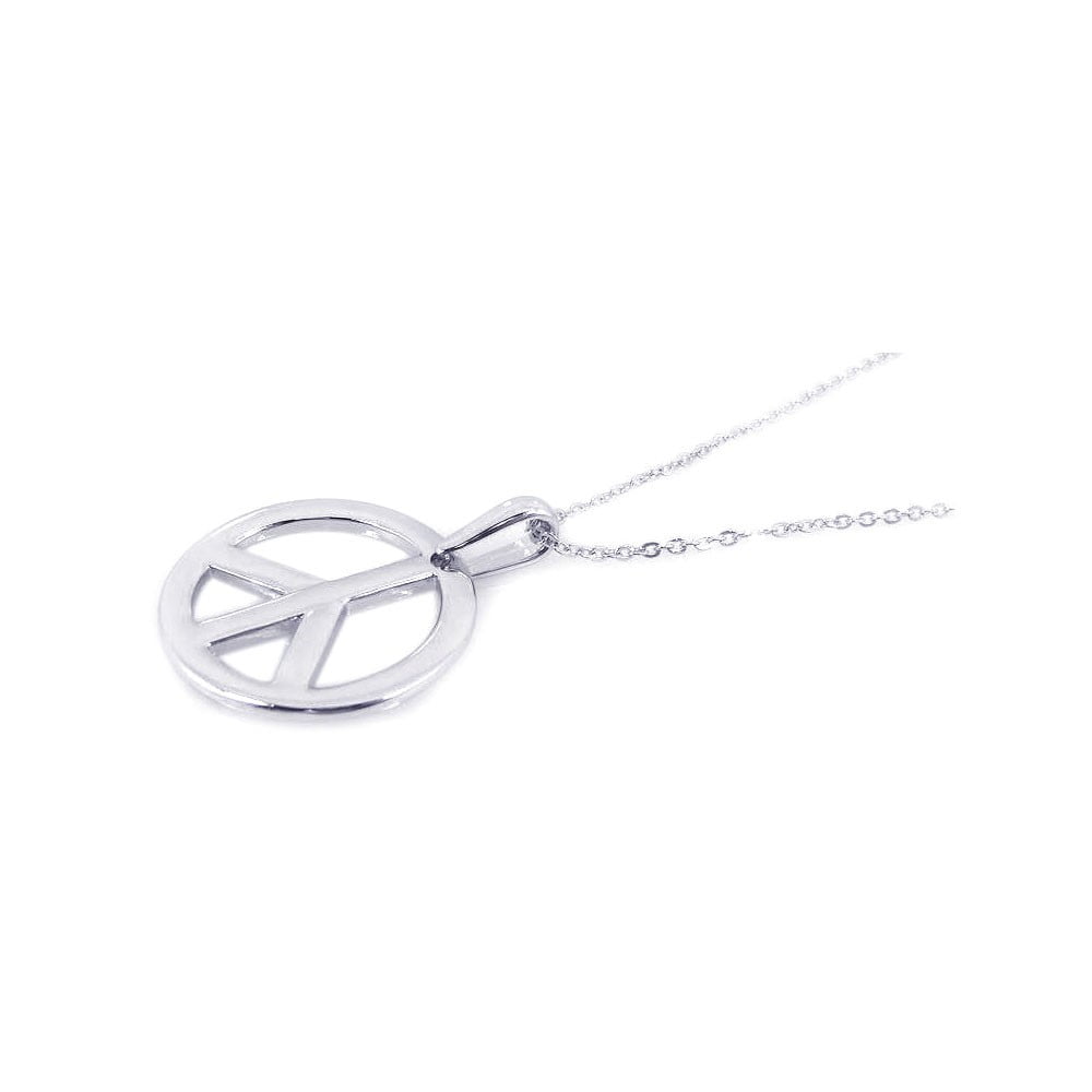 CloseoutWarehouse Cubic Zirconia Peace Sign Pendant Sterling Silver CloseoutWarehouse Cubic Zirconia Peace Sign Pendant Sterling Silver