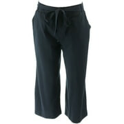 AnyBody Loungewear Cozy Knit Wide Leg Cropped Pants Black M NEW A302402