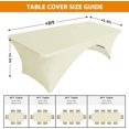 thumbnail image 4 of USA Spandex Table Cover - 8 ft. Fitted, 30+ Colors, Polyester Stretch Spandex Table Toppers, 2 Pack (Ivory), 4 of 4