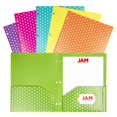 thumbnail image 1 of Carpetas Pop De Plástico De Colores De Jam Paper, Carpetas Duraderas De 2 Bolsillos Con Perforadora De 3 Orificios, Colores De Lunares Surtidos, Paquete De 6, 1 of 5