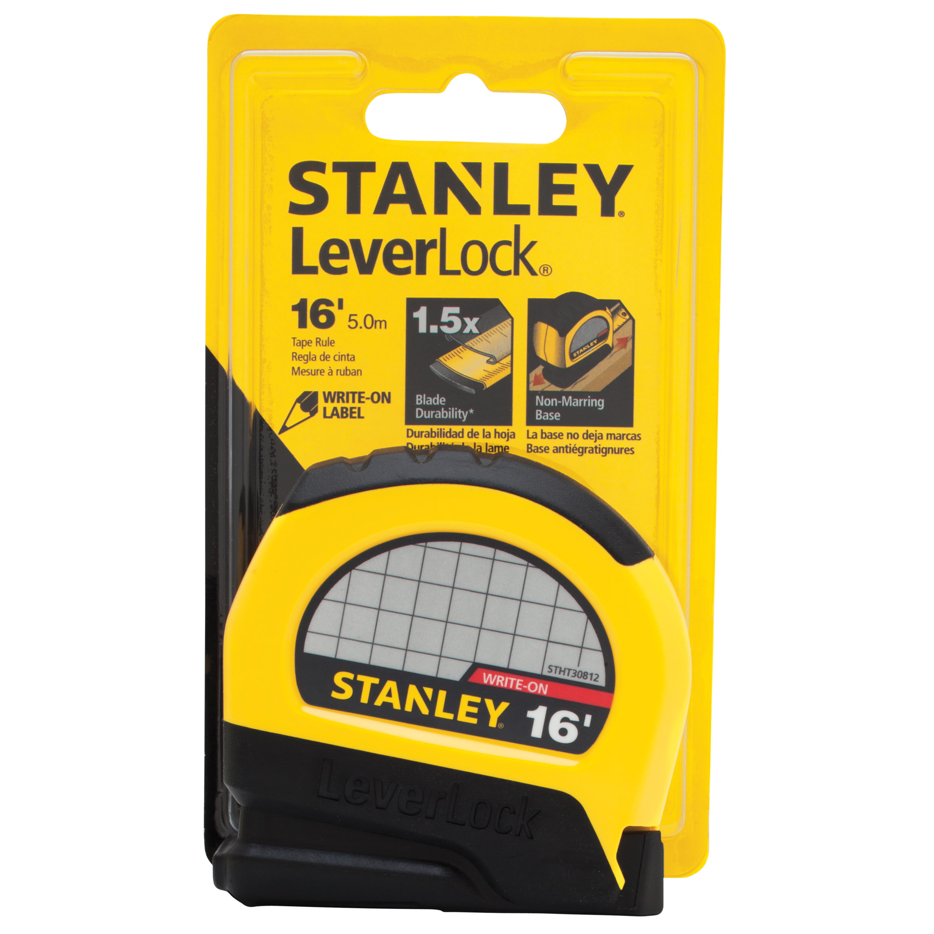 919180-1 Stanley Tape Measure: 16 ft. Blade L, 3/4 in Blade W, in/ft/mm,  Closed, Steel
