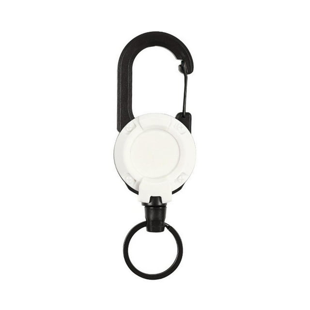Porta credencial, porta credencial, mosquetón resistente, llavero retráctil Cuerda de fibra blanca