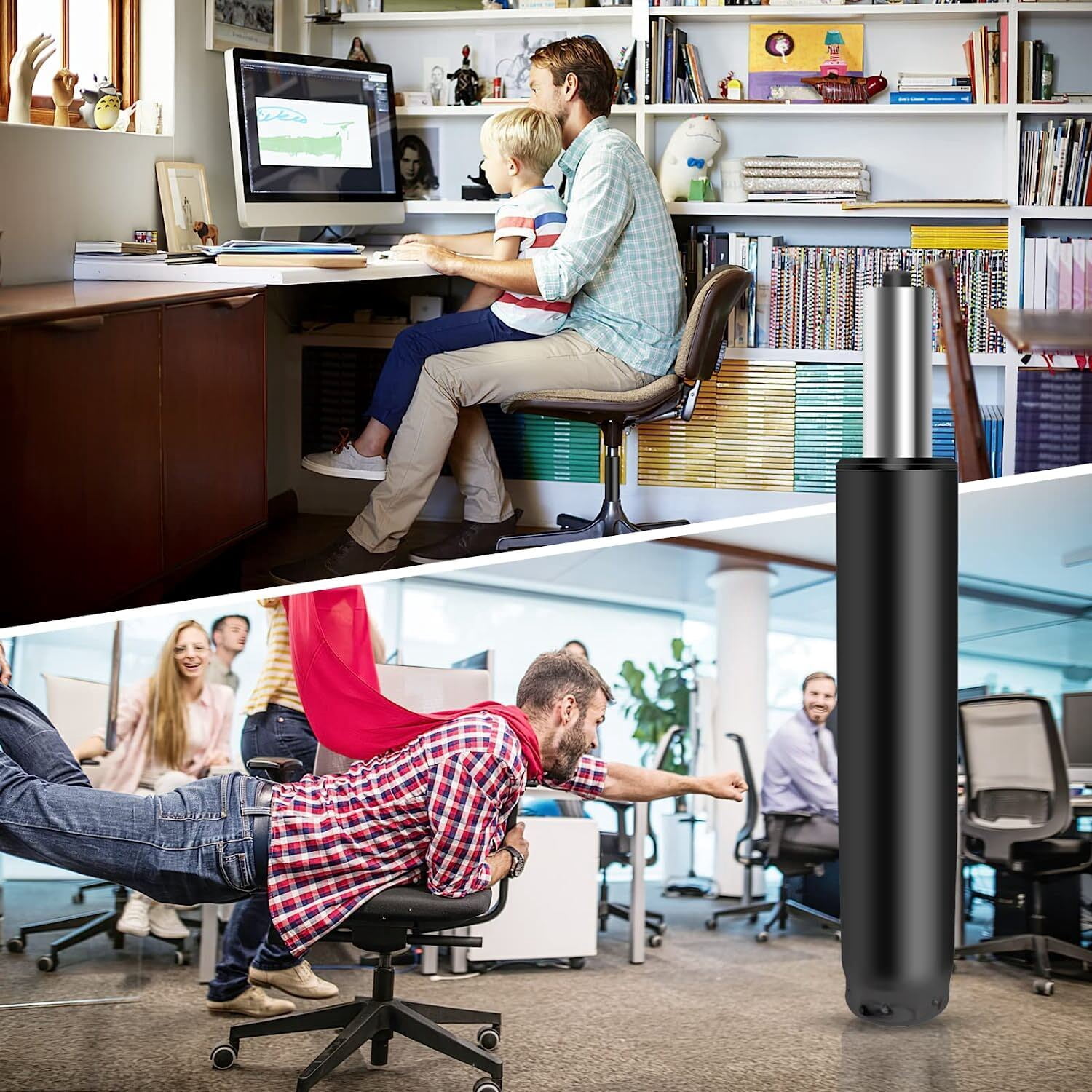 SHANNA Black Office Chair Gas Lift Cylinder Replacement Universal Heavy Duty Gas Cylinder for Most Office Chairs and Swivel Chairs