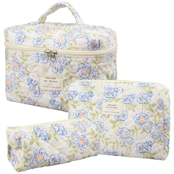 Bolsa de maquillaje Honitty, bolsas acolchadas para cosméticos, diseño floral, juego de 3