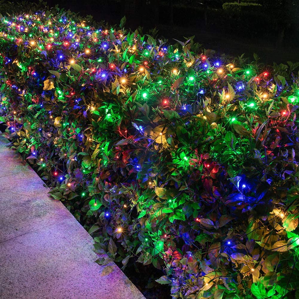 Large Solar Powered LED String Fairy Net Lights Outdoor Garden Window Christmas 