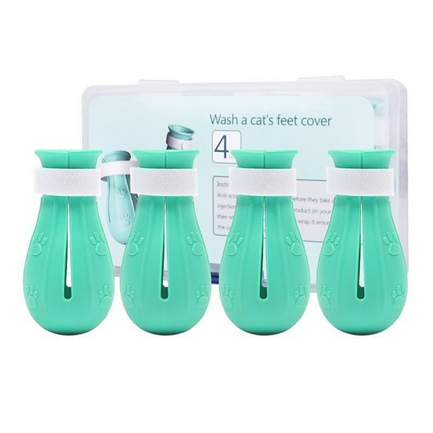 Methold 4 piezas de zapatos antiarañazos para mascotas, portátil, ajustable, Universal, Color sólido, a prueba de arañazos, Protector de botas para Ropa para mascotas Verde claro Methold PT004375-02