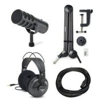 Samson Q9U Broadcast Microphone w/ Boom Arm, Headphones, & Cable