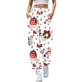thumbnail image 1 of Gibobby pantalones negros mujer Mujer Otoño e Invierno Casual moda Navidad divertido impreso cintura elástica pantalones deportivos pantalones casuales (Blanco, S), 1 of 4